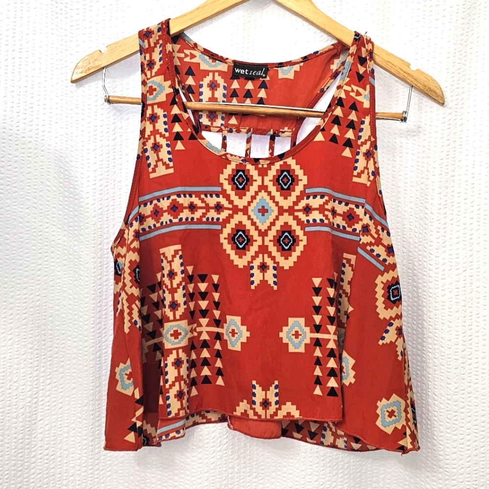 Wet Seal Geometric Red Tank Top